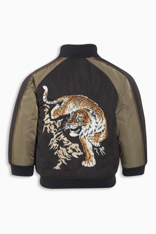 Black Tiger Embroidered Bomber Jacket (3mths-6yrs)